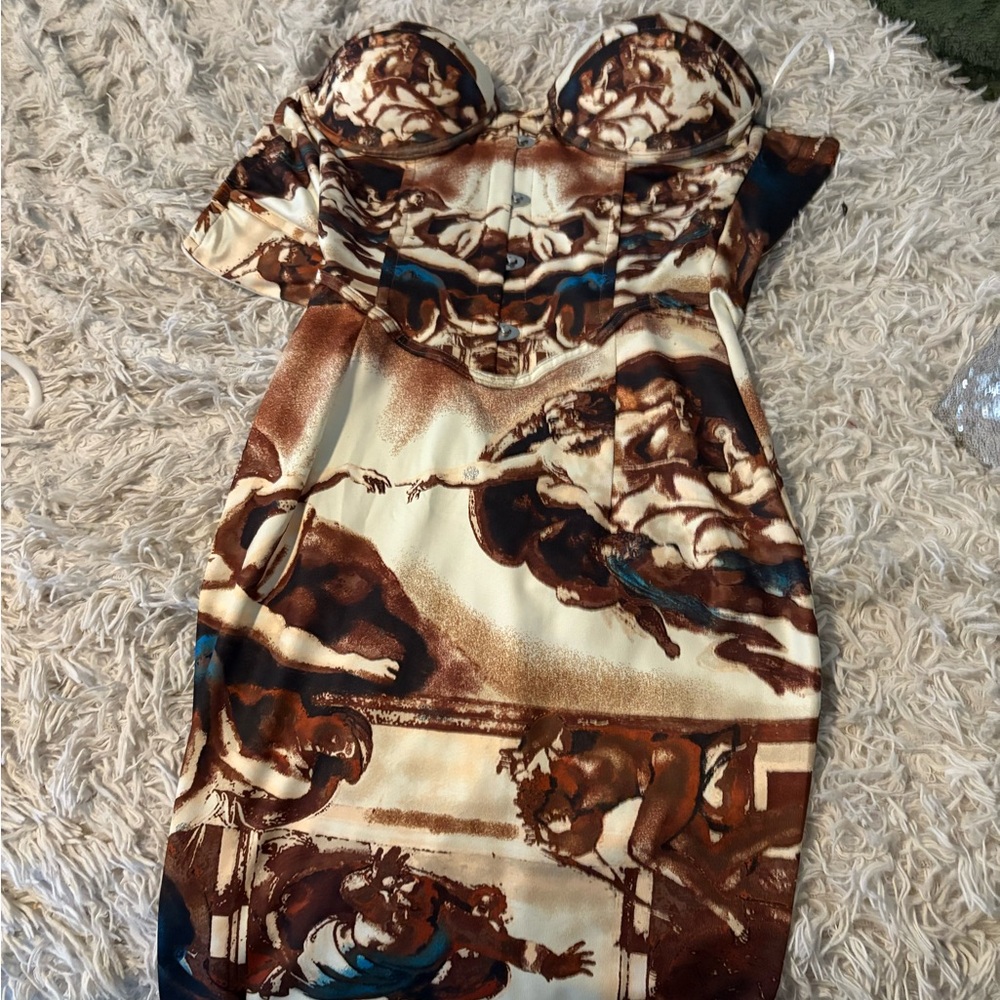 Elegant Brown and Cream Dress